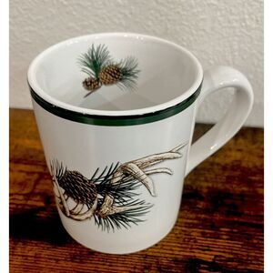Bass Pro Shops Woodland Sheds Coffee‎ Mug Cup Pinecone Antlers Holidays Winter